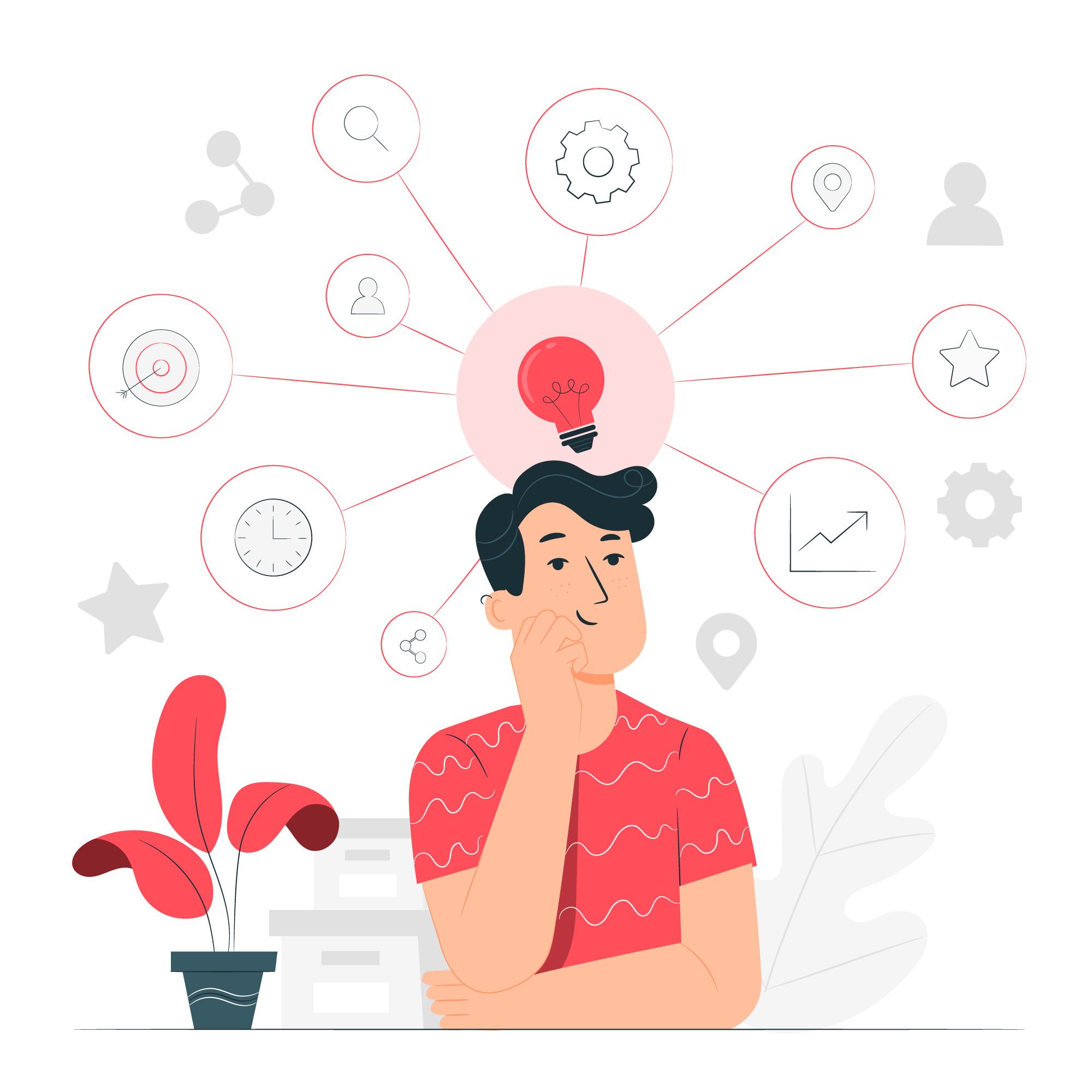 Illustration of man thinking ideas