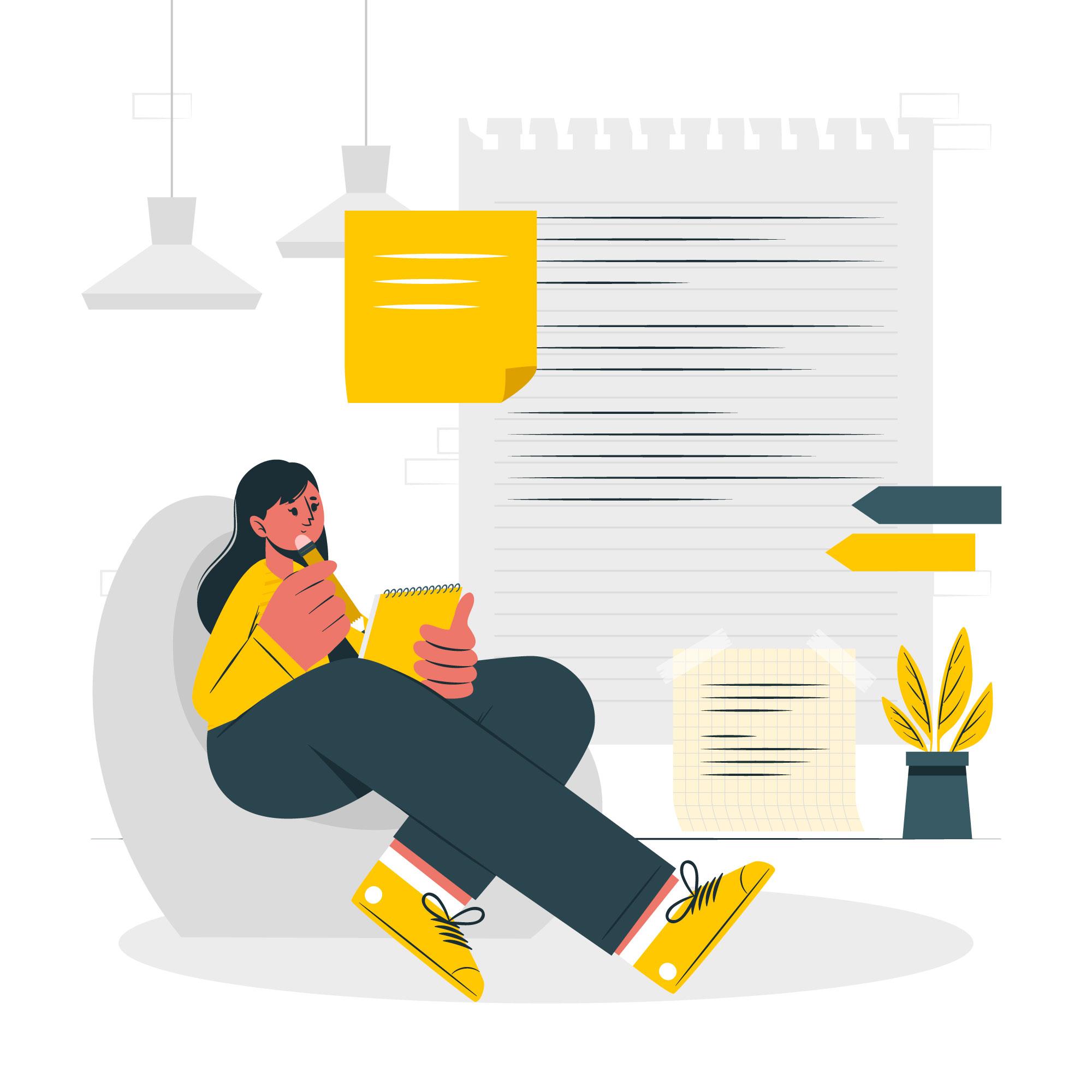 Illustration of woman writing