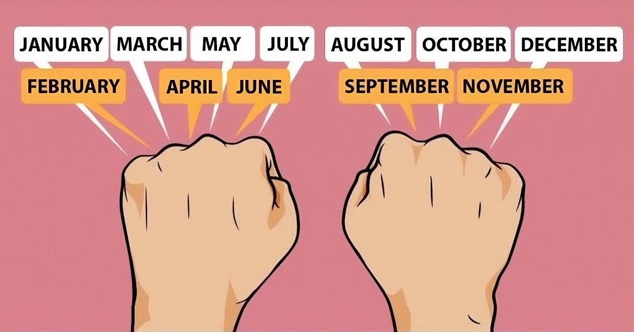 Knuckle Method for Remembering Days in Each Month
